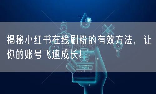揭秘小红书在线刷粉的有效方法，让你的账号飞速成长！