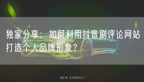 独家分享：如何利用抖音刷评论网站打造个人品牌形象？