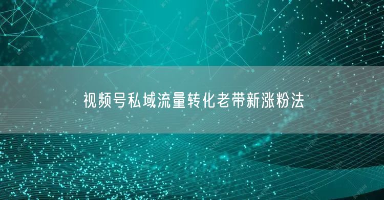 视频号私域流量转化老带新涨粉法